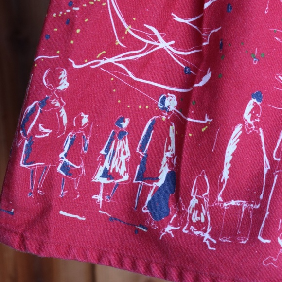 Palava Red 100% Cotton Long Sleeve Festive Holiday Christmas Dress - Picture 8 of 16